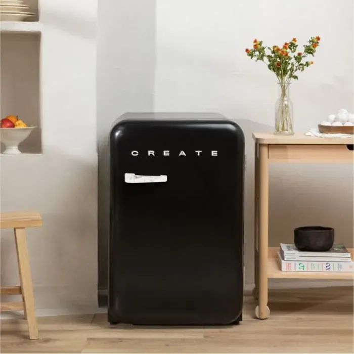 Réfrigérateur rétro - Create - 107L - Esthétique années 50 - Grande capacité - Fonctionnel