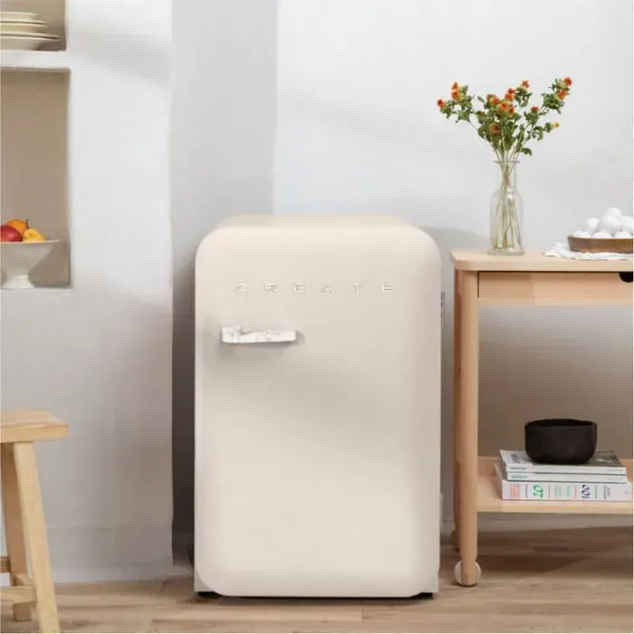 Réfrigérateur rétro - Create - 107L - Esthétique années 50 - Grande capacité - Fonctionnel