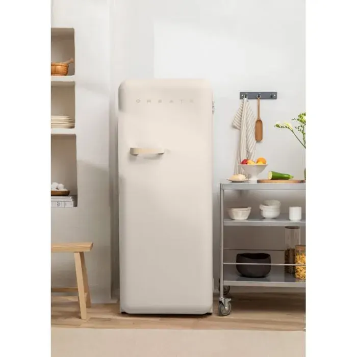 Réfrigérateur rétro - Create - 281L - Blanc cassé - Esthétique années 50