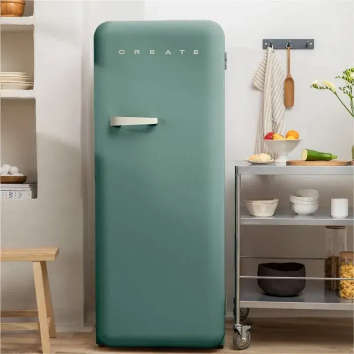 Réfrigérateur rétro - Create - 281L - Vert sauge - Esthétique années 50 - Grande capacité