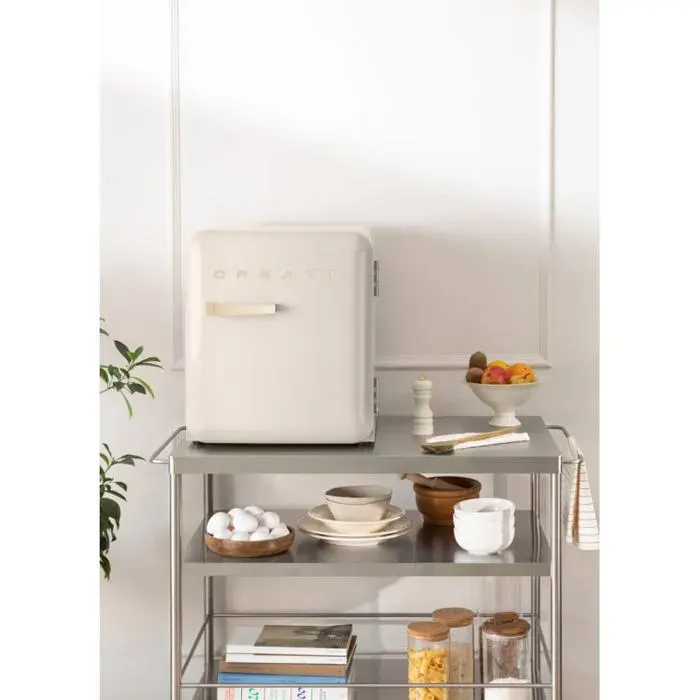 Réfrigérateur rétro - Create - 48L - Esthétique années 50 - Compartimenté - Blanc cassé