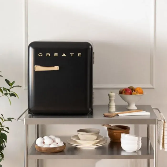 Réfrigérateur rétro - Create - 48L - Noir - Esthétique années 50 - Fonctionnel