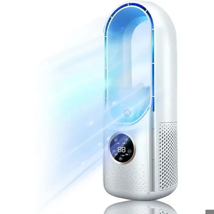 Refroidisseur dair sans pales6 vitesses humidificateur LED 7 couleurs silencieux USB – pour bureau et camping