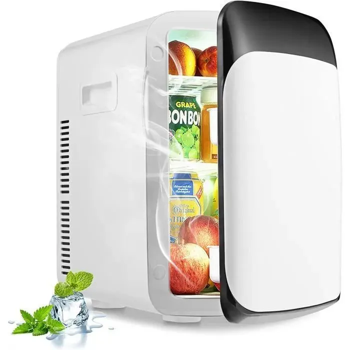 RELAX4LIFE Mini Frigo 15L Portable pour Ménager & Automobile Température -3-50°C Refroidissement et Chauffage 33x27x38CM Balnc