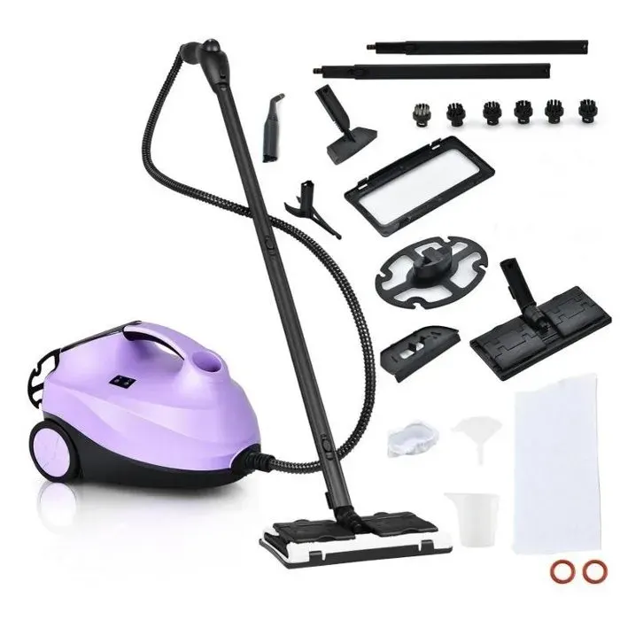 RELAX4LIFE Nettoyeur Balai Vapeur Électrique 2000W Haute Pression 4 Bar Réservoir 15L Élimine 99% Cordon de 37 m Violet