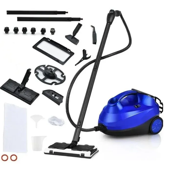 RELAX4LIFE Nettoyeur Balai Vapeur Électrique 2000W Haute Pression 4 Bar Réservoir 15L Élimine 99% Cordon de 37 m Bleu