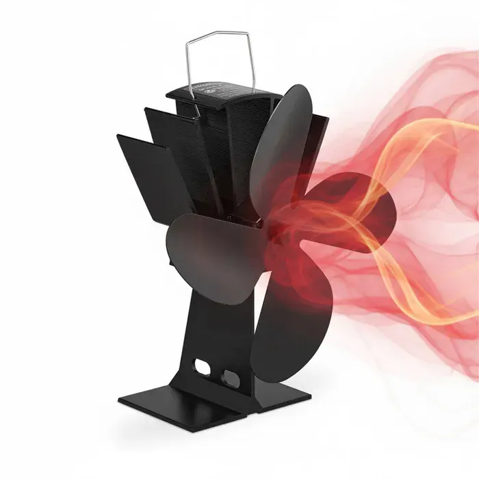 Relaxdays Ventilateur ouvert sans courant sans bruit cheminée et fours la chaleur 4 lames pour cheminée noir.