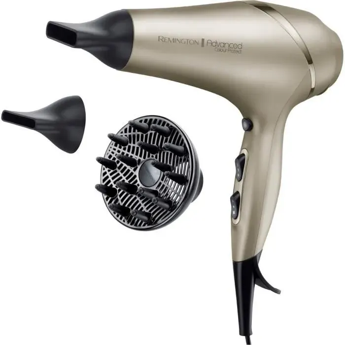 REMINGTON AC8605 Sèche-Cheveux Professionnel Ionique Colour Protect 2300W Soin Micromoléculaire Huile Karité et Filtres UV