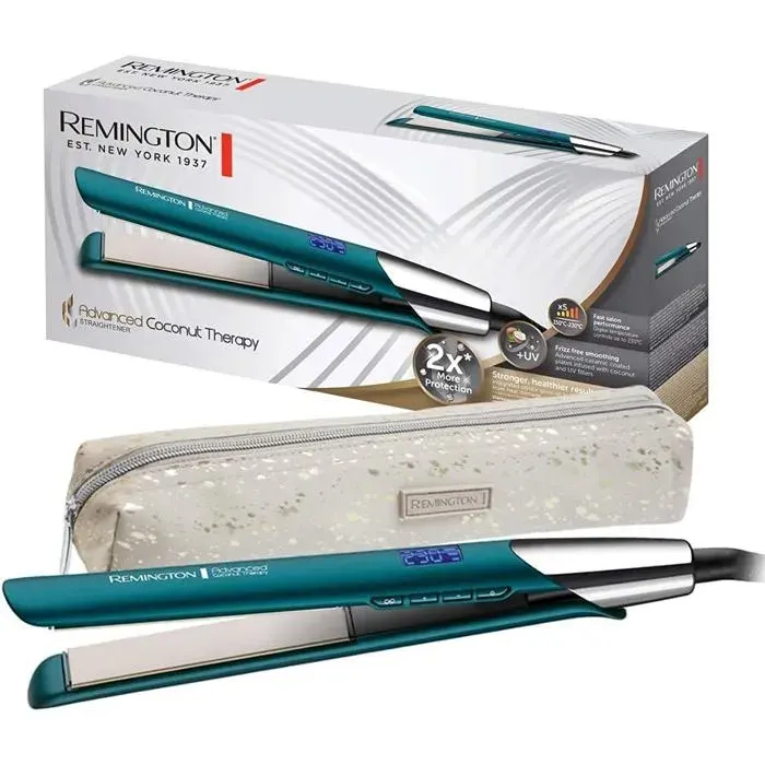 Remington Lisseur Cheveux Soin nourrissant a la noix de coco Advanced Therapy (Filtres anti-UVBrilance DouceurCeramiqueCapteu