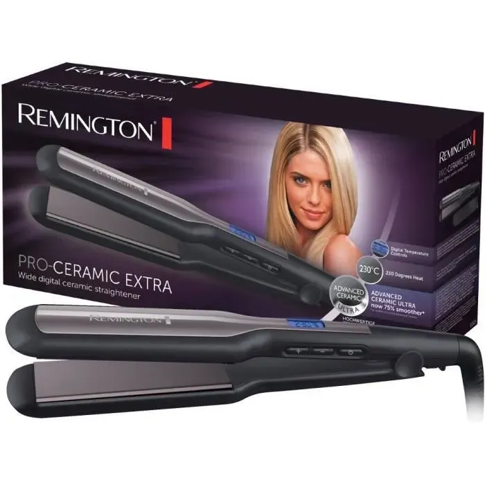 Remington S5525 Fer à Lisser Lisseur Plaques Flottantes XL Advanced Ceramic Température Modulable Lissage Facile