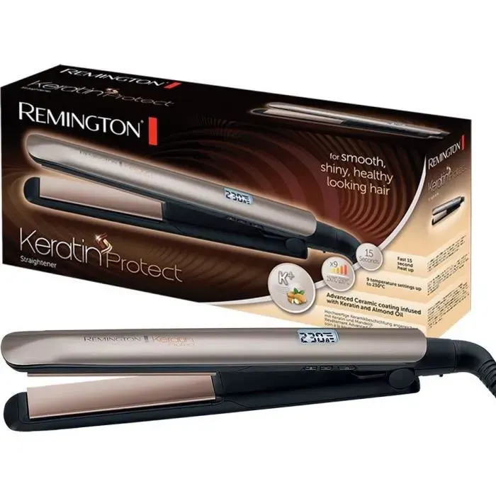 Remington S8540 Fer à lisser Lisseur Keratin Protect Plaques Flottantes Advanced Ceramic Soin Kératine Huile dAmande