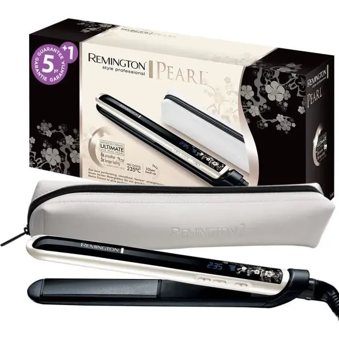Remington S9500 Fer à Lisser Lisseur Pearl Plaques Souples Advanced Ceramic XL avec Eclats de Perles Cheveux Brillants