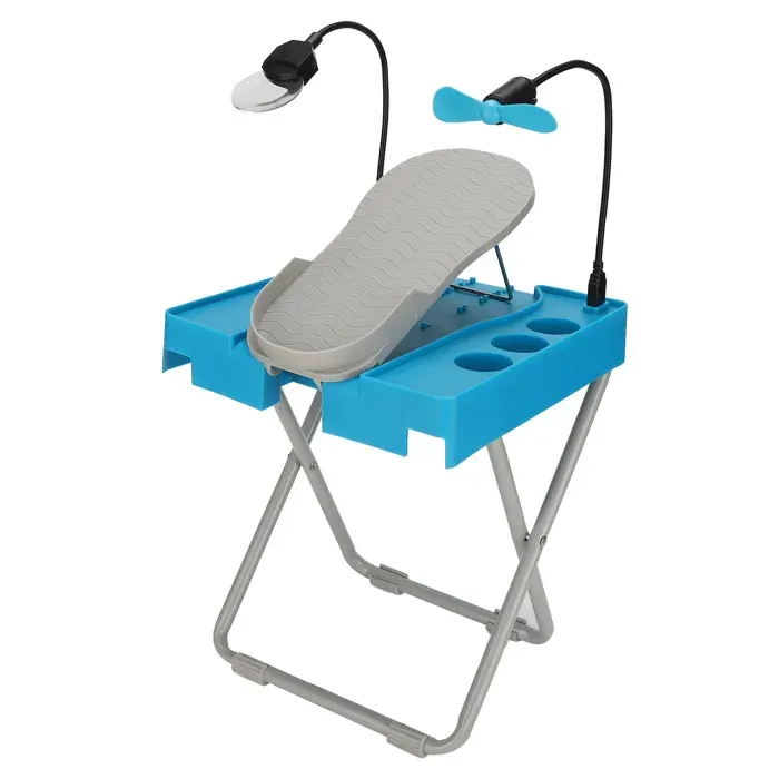 Repose-pieds de pédicure Kit de support réglable professionnel antidérapant avec loupe LED ventilateur de séchage -SALALIS