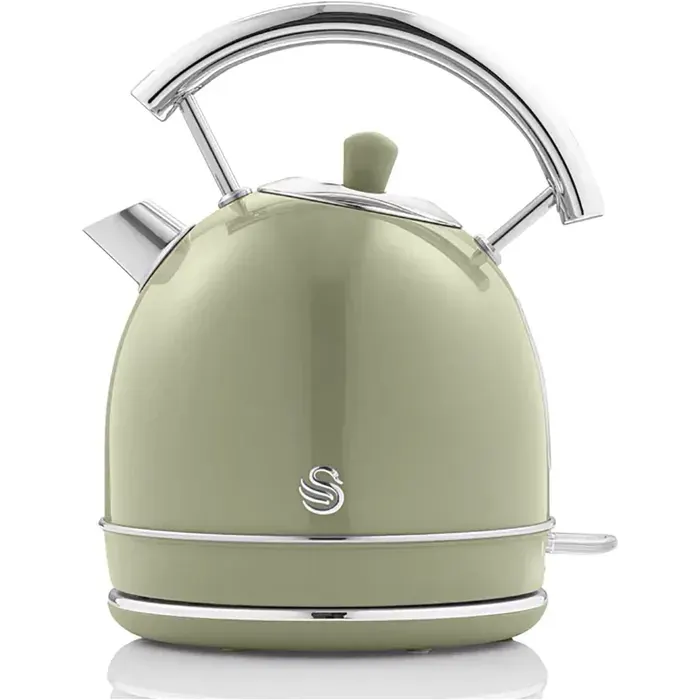Retro Bouilloire 18 L Acier Inoxydable sans BPA Résistance Cachée sans Fil SWAN SK14630GNEU 3000W Vert