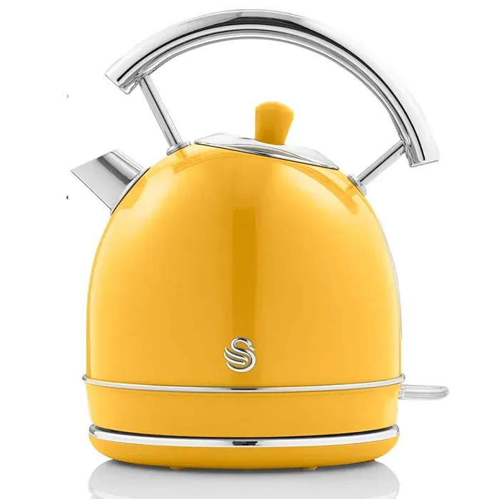 Retro Bouilloire 18 L Acier Inoxydable sans BPA Résistance Cachée sans Fil SWAN SK14630YELNEU 3000W Jaune