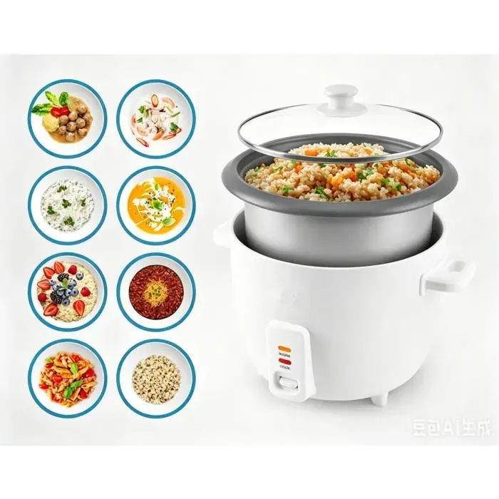 Rice Cooker Électrique 4L 700W Acier Inoxydable Multifonction Autocuiseur Riz Légumes Soupe Pour Famille