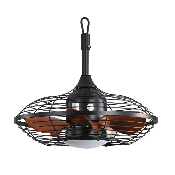 RINUA Ventilateur de Plafond avec Lumière 51 cm Silencieux DC Réversible 5 Pales Noir Télécommande vitesse réglable Salon Chambre