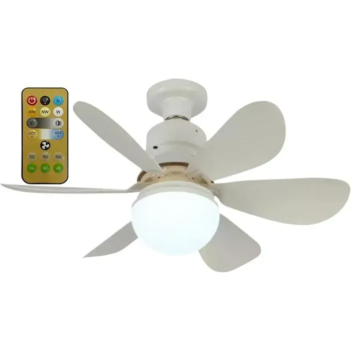 Rising FF Ventilateur de plafond ventilateur de plafond 30 W avec lumière douille E27 couvercle blanc crème blanc perle