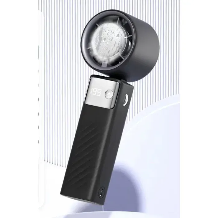 Rising FF Ventilateur portable pliable avec chargement USB 199 vitesses de vent affichage LED idéal pour les voyagesnoir