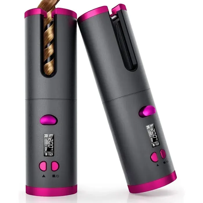 ®RisingFF Fer à boucler automatique sans fil avec température réglable Fer à boucler automatique sans fil avec écran LCD