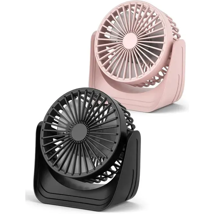 ®RisingFF Lot de 2 ventilateurs de table USB avec câble USB C de 2 m petit ventilateur de table USB silencieux rotatif à 360 °