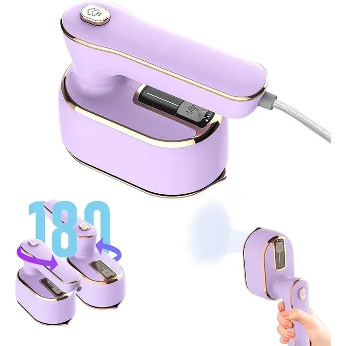 ®RisingFF Mini fer à vapeur pliable 1000 W semelle antiadhésive en céramique fer à vapeur portable 2 en 1