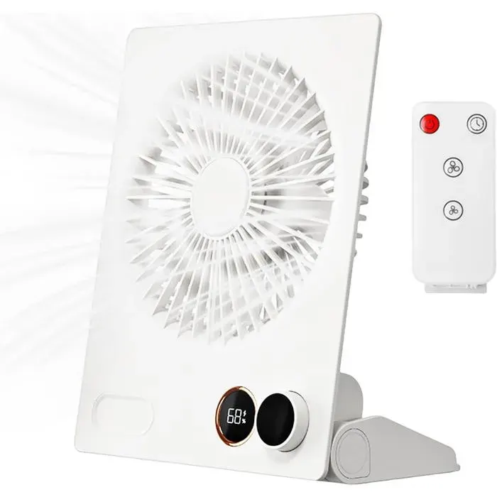 ®RisingFF Mini ventilateur de bureau USB 4000 mAh ultra silencieux inclinable à 180° avec télécommande portable – Blanc