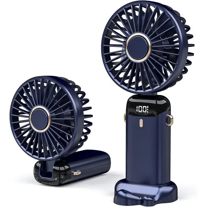 ®RisingFF Mini ventilateur de table USB portable pliable avec 5 vitesses de vent et batterie USB 3000 mAh