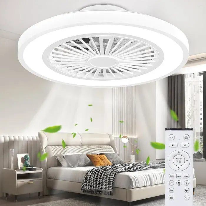 ®RisingFF Ventilateur de plafond avec lumière et télécommande 54CM ventilateur de plafond silencieux moderne