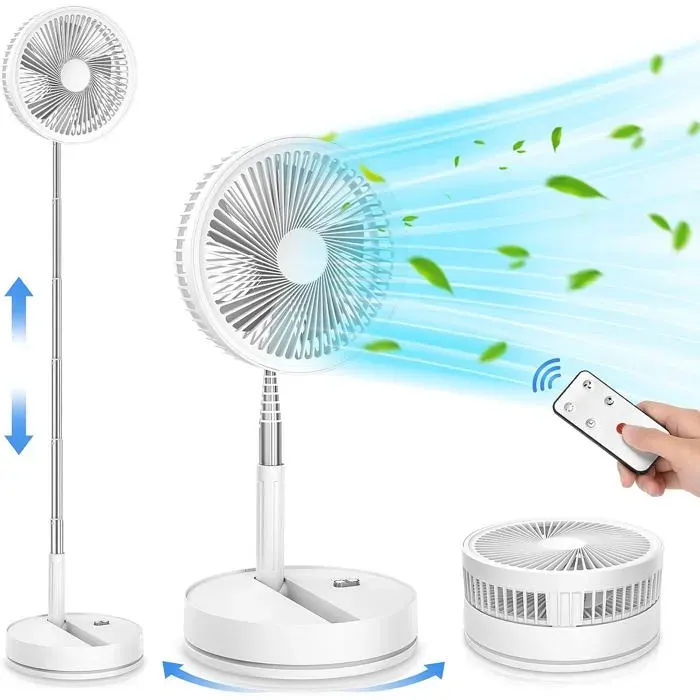®RisingFF Ventilateur de sol portable silencieux avec télécommande ventilateur de sol pliable de 9 pouces 4 modes/minuterie