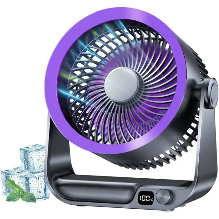 ®RisingFF Ventilateur portable USB puissant et silencieux affichage LED refroidit à tout moment rechargeable