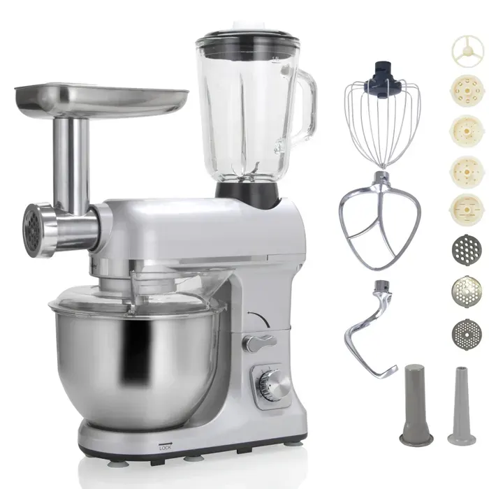 Robby Robot multifonctions 5l 1000w silver avec hachoir et blender 15l en verre - robimix silver