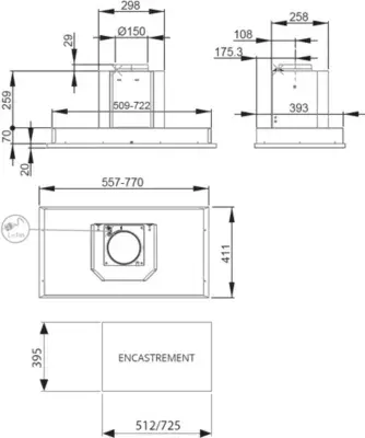 Roblin - Hotte Encastrable Altima 770 Inox Sans Moteur — vue 4
