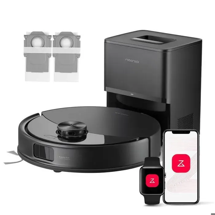Roborock Q10 S5+ Set Aspirateur Robot avec Station de Lavage10000 Pa Navigation & Cartographie Évitement dobstacles APP