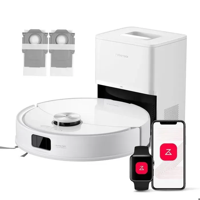 Roborock Q10 S5+ Set Aspirateur Robot Laveur avec Station 10000 Pa Aspiration Double Anti-emmêlement