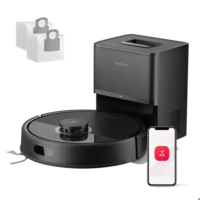 Roborock Q7 L5+ Set Robot Aspirateur Laveur 2-en-1 avec Station de Vidage Automatique 8000Pa Anti-Enchevêtrement Noir