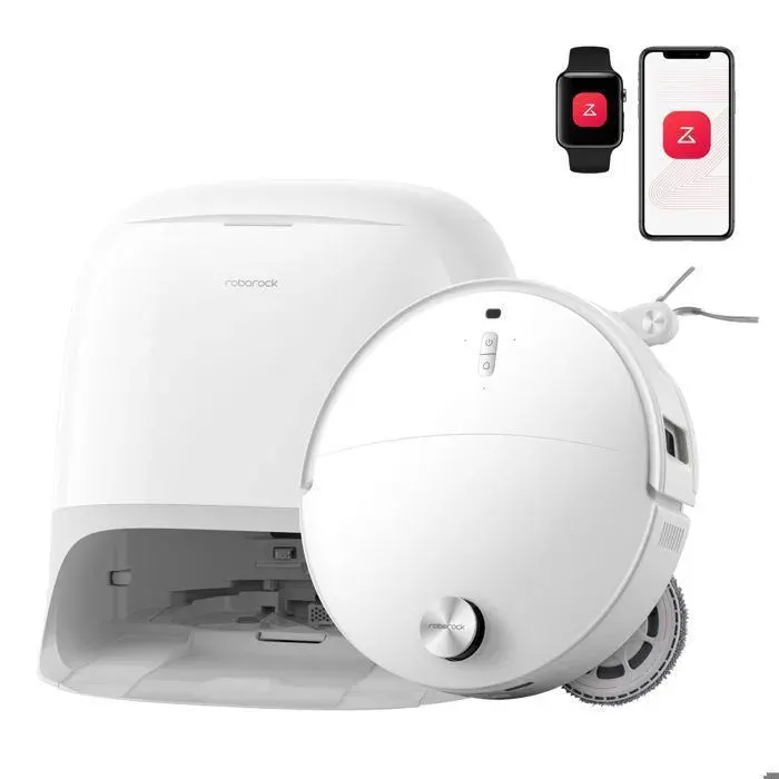 Roborock Qrevo Curv 2 Pro Aspirateur Robot 25000 Pa Nettoyage des Sols à l’Eau Tiède Évitement dobstacles et Navigation 7.98cm
