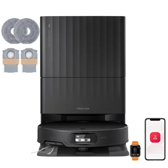 Roborock Qrevo Edge 2 Set Robot aspirateur laveur avec station 25000Pa Nouvelle station multifonction Lavage optimisé Noir