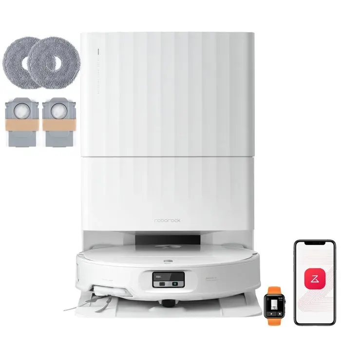 Roborock Qrevo Edge 2 Set Robot aspirateur laveur avec station 25000Pa Nouvelle station multifonction Lavage optimisé Blanc