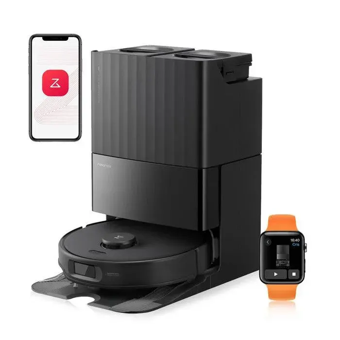 Roborock Qrevo Edge S5A Aspirateur Robot - 18500Pa Upgrade du Qrevo Master Nettoyage à 75 °C Système anti-enroulement 0%Noir