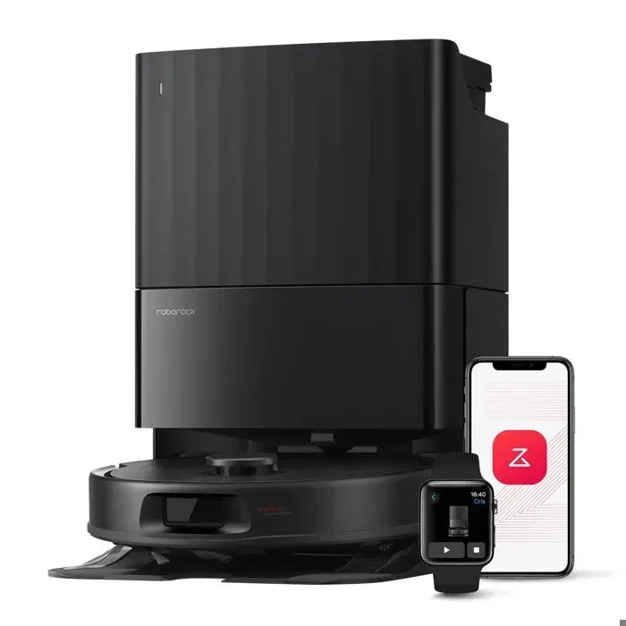 Roborock QV 35A Aspirateur Robot Laveur 8000Pa -Upgrade du Qrevo Plus Serpillière Rotative 200 TR/Min & Relevable 10mm- Noir