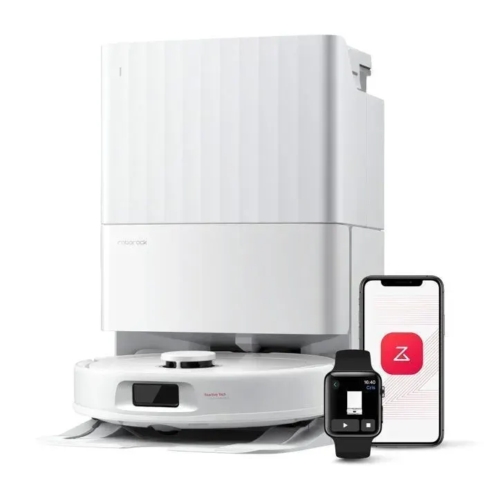 Roborock QV 35A Aspirateur Robot Laveur 8000Pa Upgrade du Qrevo Plus Serpillière Rotative 200 TR/Min & Relevable 10mmBlanc