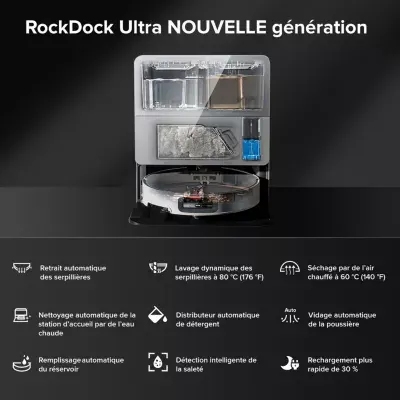 Roborock - Robot Aspirateur Laveur Saros 10 Blanc — vue 6