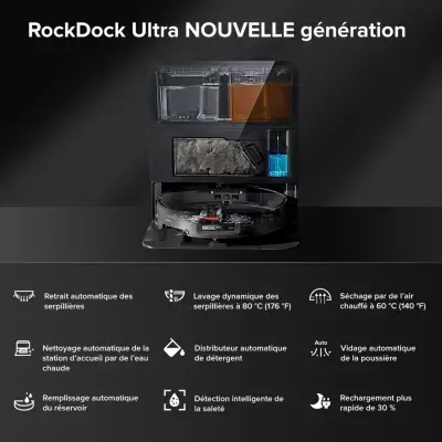 Roborock - Robot Aspirateur Laveur Saros 10 Noir — vue 7