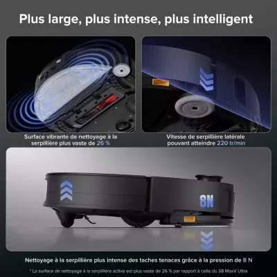 Roborock - Robot Aspirateur Laveur Saros 10 Noir — vue 8