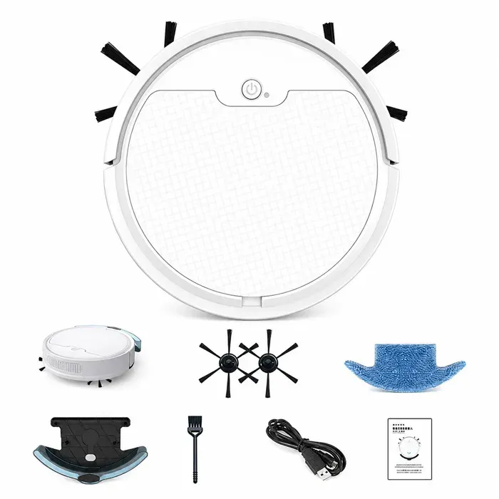 Robot aspirateur 1800pa autonomie 60min nettoyage humide - FAMICAM - et sec 3000mah ultra-plat pour sol dur aspiration puissante
