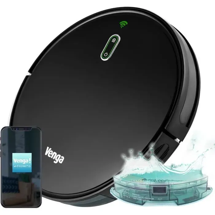 Robot Aspirateur 3-en-1 - Venga - VG RVC 3001 BK - Navigation Gyroscope - Wi-Fi - Autonomie 120 min