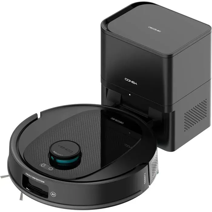 Robot Aspirateur Et Laveur De Sols Avec Base DAuto-Vidage Et Ia Conga Y80 X-Treme.Laser Et Intelligence Artificielle13000PaBase