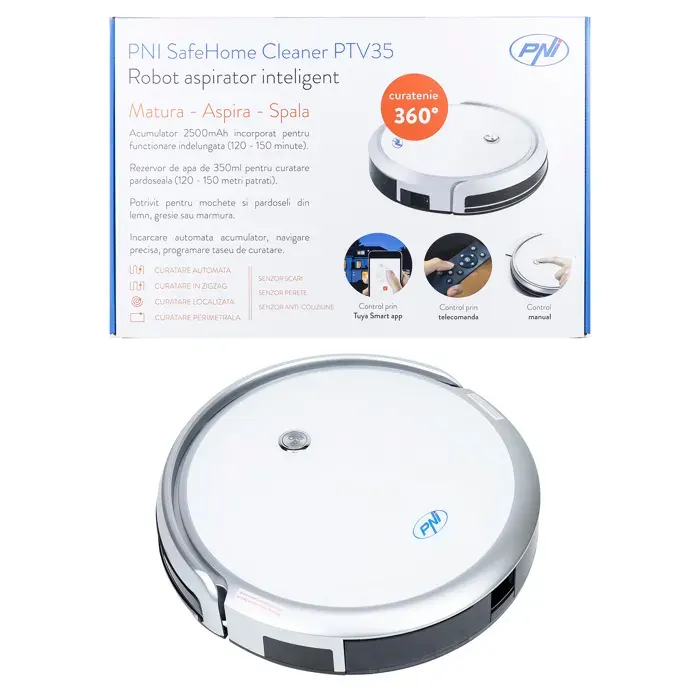 Robot aspirateur intelligent PNI SafeHome Cleaner PTV35 WiFi 30 W Tuya Smart
