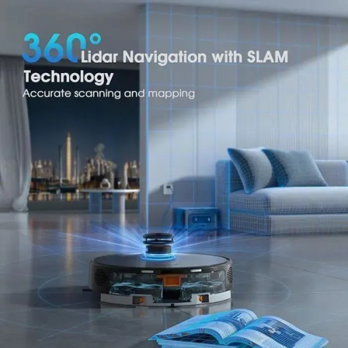 Robot Aspirateur Laveur Commande Vocale & App Sans Fil-Anti Poils dAnimaux 5200mAh/220MinPlanification Nettoyag ASPIRATEUR ROBOT